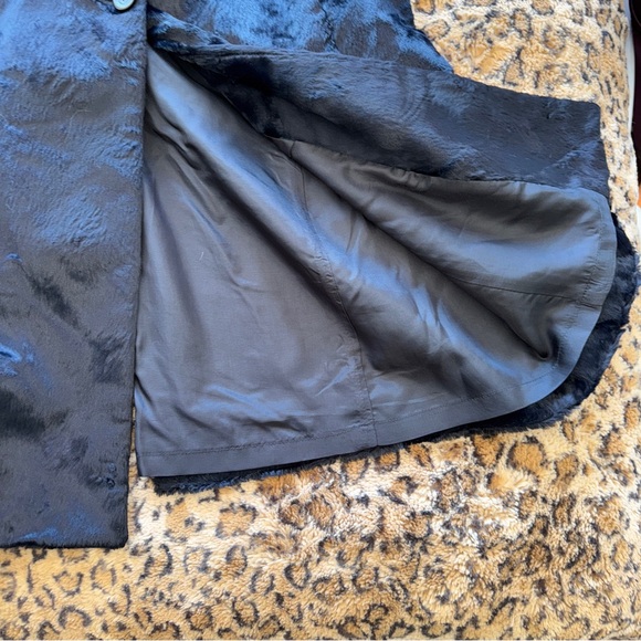 90s Vintage Faux Fur Long Black Coat GEORGIOU Studio - Picture 11 of 12